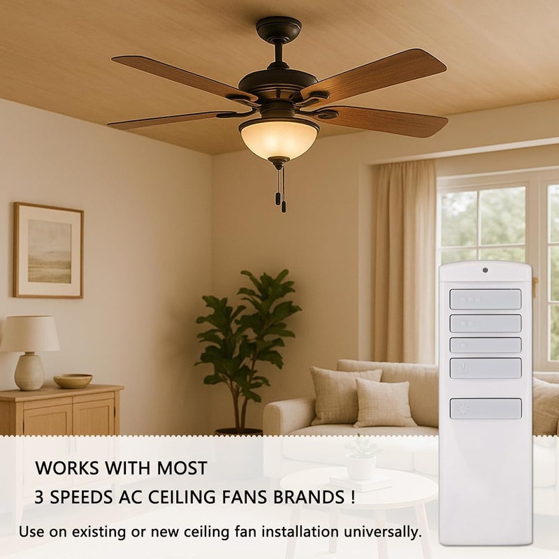 Prichor Universal Ceiling Fan Remote Control Kit Replacement for Harbor Breeze Hampton Bay Hunter, 3 Speeds with Light Dimmer, Replace A25-TX001-R1/A25-TX005-R/A25-TX013/ZJF-RT01A, 315MHz - Image 5
